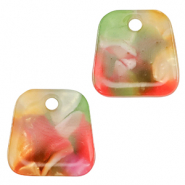 Colgantes de resina trapecio Multicolor rosa-verde
