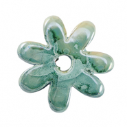 Abalorios de cerámica griega DQ flor Verde ola del mar-marrón