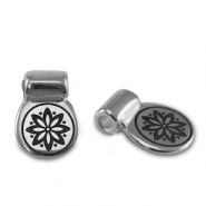 Correderas met&aacute;lica DQ flor Plata vieja (sin n&iacute;quel)
