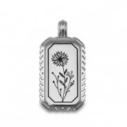 Colgantes met&aacute;licos DQ flor Plata vieja (sin n&iacute;quel)