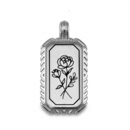 Colgantes metálicos DQ flor Plata vieja (sin níquel)