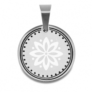 Colgantes Acero Inox flor Plateado