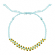 Pulseras Trendy abalorios de metal Azul menta-dorado