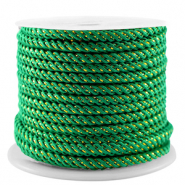 Cordón trendy 3mm Verde esmeralda-dorado