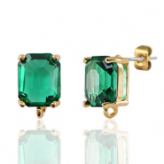 Pendientes de Cristal con anilla rect&aacute;ngulo Verde-dorado