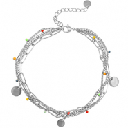 Pulseras tobillera Acero Inox monedas Plateado-multicolor