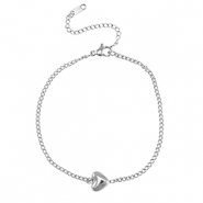 Pulseras Acero Inox corazón Plateado