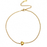 Pulseras tobillera Acero Inox coraz&oacute;n Dorado