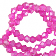 Abalorios faceteados bicono 4mm Rosa neón