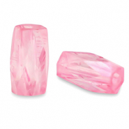 Abalorios faceteados tubo Rosa peonia