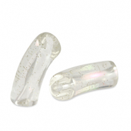 Abalorios acr&iuml;licos tubo Transparente glitter-cubierta AB