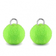 colgantes pomp&oacute;n con anilla 10mm Plateado-verde n&eacute;on