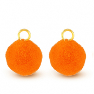 colgantes pomp&oacute;n con anilla 10mm Dorado-naranja ne&oacute;n