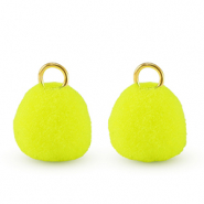 colgantes pomp&oacute;n con anilla 10mm Dorado-amarillo ne&oacute;n