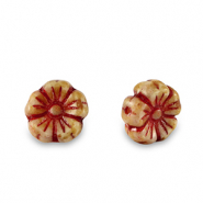 Abalorios Checos flor 7mm Rojo-marr&oacute;n almendra