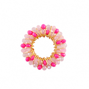 Colgantes Acero Inox faceteados 24mm Rosa-dorado