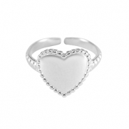 Anillos Acero Inox corazón Plateado