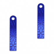 Colgantes llamativos barra flor Azul real metálico