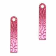 Colgantes llamativos barra flor Magenta púrpura metálico