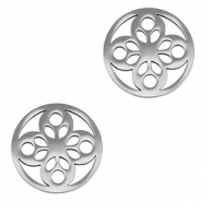 Colgantes Acero Inox entrepieza flor Plateado