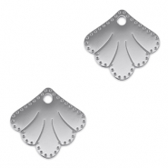Colgantes Acero Inox entrepieza concha Plateado