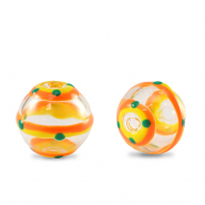 Abalorios de cristal pintados a mano 14mm Transparente-amarillo naranja