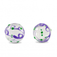 Abalorios de cristal pintados a mano 14mm Transparente-púrpura verde