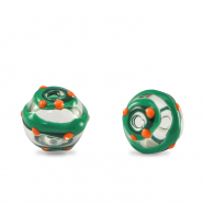 Abalorios de cristal pintados a mano 8mm Transparente-verde naranja