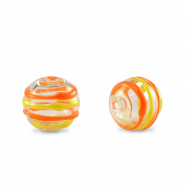 Abalorios de cristal pintados a mano 8mm Transparente-amarillo naranja