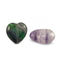 Piedras naturales Fluorite coraz&oacute;n P&uacute;rpura-verde blanco