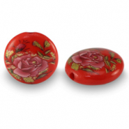 Abalorios de cristal 14mm flor Roja-rosa roja