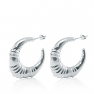 Pendientes Acero Inox criolla ovalado Plateado