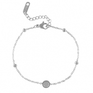 Pulseras Piedra de Nacimiento con engaste de acero inoxidable para SS16 base plana Plateado