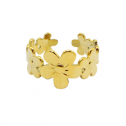 Anillos Acero Inox flor Dorado