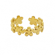 Anillos Acero Inox flor Dorado
