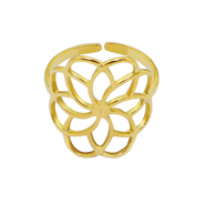 Anillos Acero Inox flor Dorado