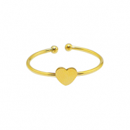 Anillos Acero Inox corazón Dorado