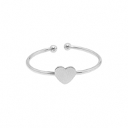Anillos Acero Inox corazón Plateado