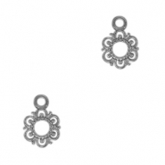 Colgantes Acero Inox flor Plata vieja