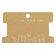 Tarjetas para joyería "handmade with love" flores Marrón claro