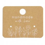 Tarjetas para joyería "handmade with love" flores Marrón claro