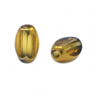 Abalorios de cristal ovalados faceteados Amarillo ocre transparente-dorado