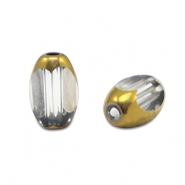 Abalorios de cristal ovalados faceteados Gris hielo transparente-dorado