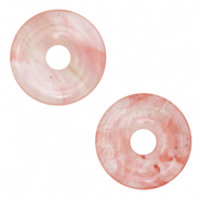 Colgantes de piedra natural vidrio dona 20mm Rosa-transparente
