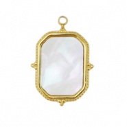 Colgantes Acero Inox concha rectángulo Dorado-blanco (color natural)