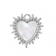 Colgantes Acero Inox concha corazón Plateado-blanco (color natural)
