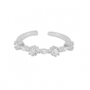 Metal TQ lat&oacute;n anillo zirconia Plateado-cristal