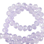 Abalorios faceteados disco 6x4mm P&uacute;rpura malva claro