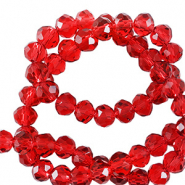 Abalorios faceteados disco 6x4mm Rojo caramelo