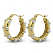 Pendientes Acero Inox Imitación de perlas Dorado